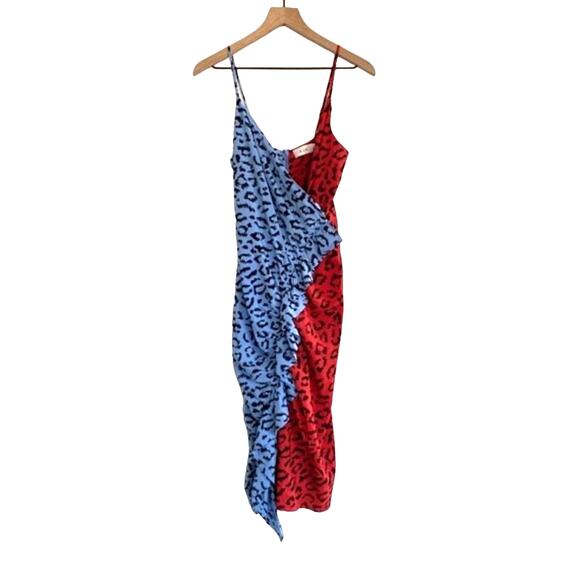 NWT A.L.C. Estelle Animal Print Silk Ruffle Faux Wrap Dress Size 4 - Picture 11 of 14